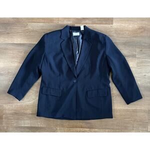 Villager Signature Navy Blue Blazer Women’s Size 16W Single Button Lined